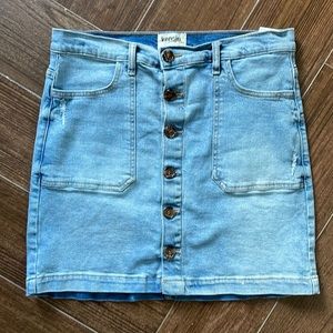Kensie Jeans High Waisted Denim Button Down Skirt Size 8
